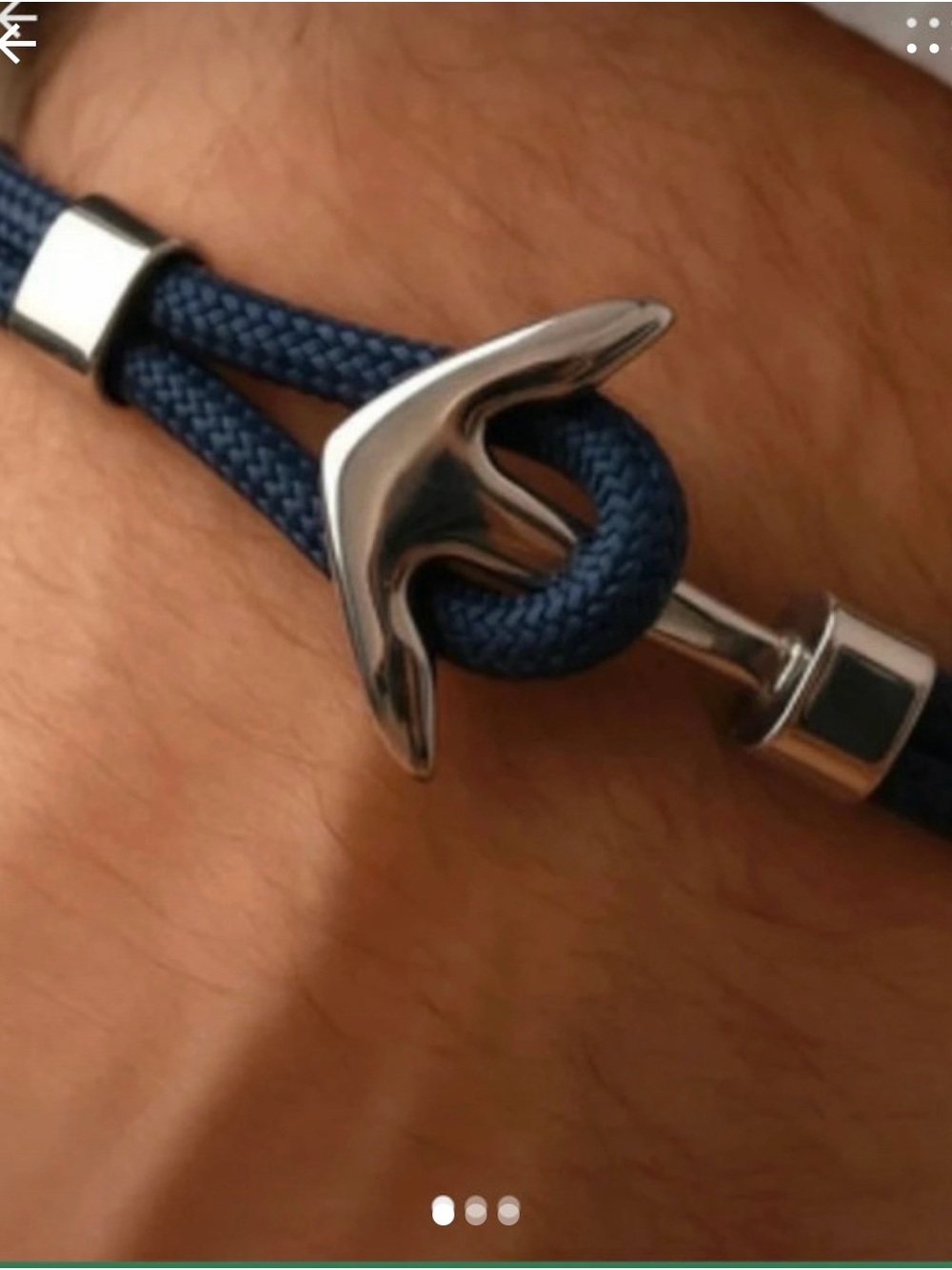 Roper Navy Rope Bracelet with Silver Anchor Clasp size 9